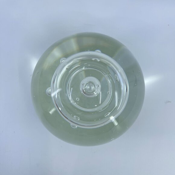 vintage clear glass orb paperweight with splash bubble design - Picture 5 of 6